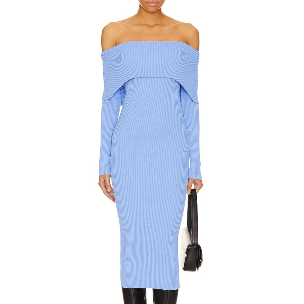 Elegant Blue Off-Shoulder Dress